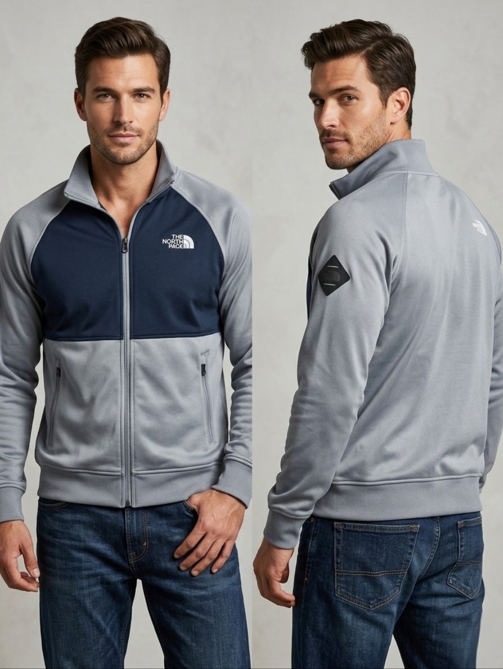 The North Face Medium Gray Blue Full Zip Athletic Jacket